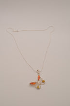 Sterling silver Baltic amber butterfly pendant necklace