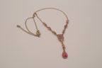 Vintage Avon red statement gem jeweled Y-neck drop necklace