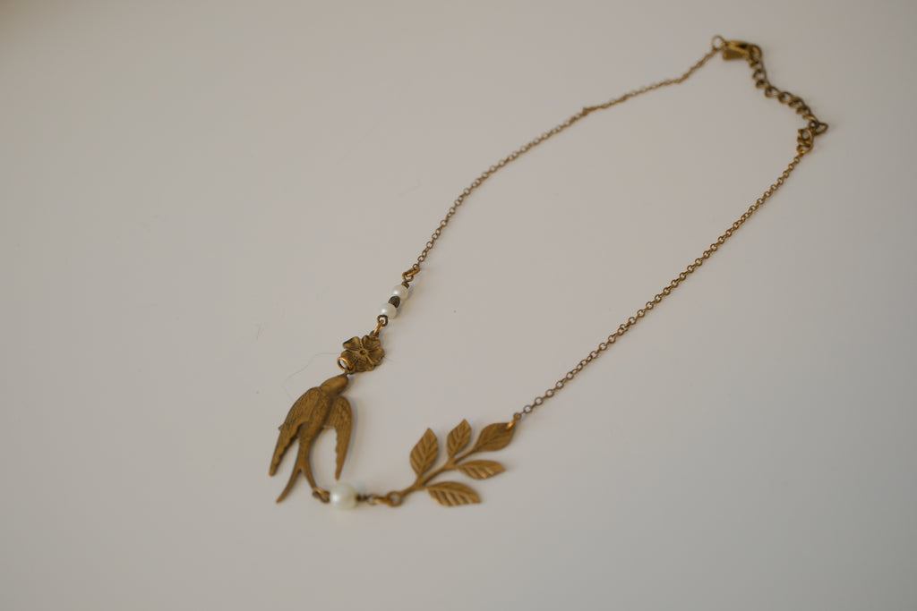 Vintage Asymmetrical brass necklace