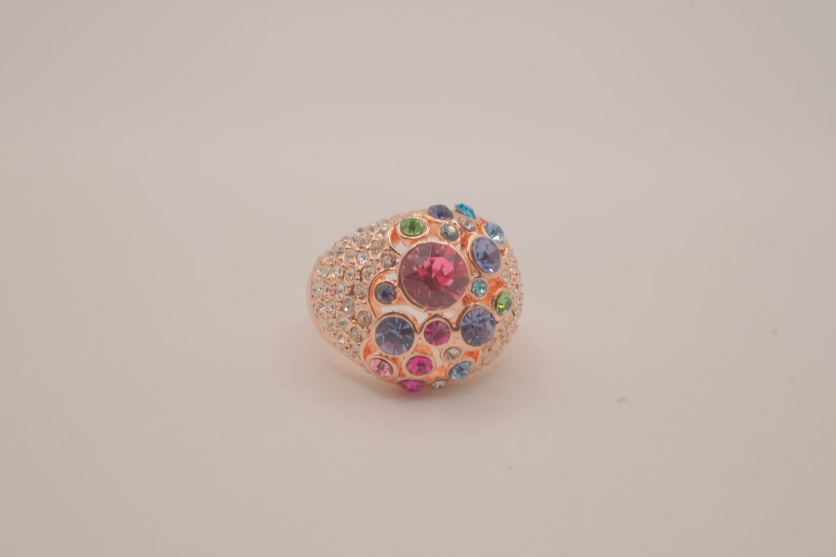 Rose Gold Multicolored Cluster Ring