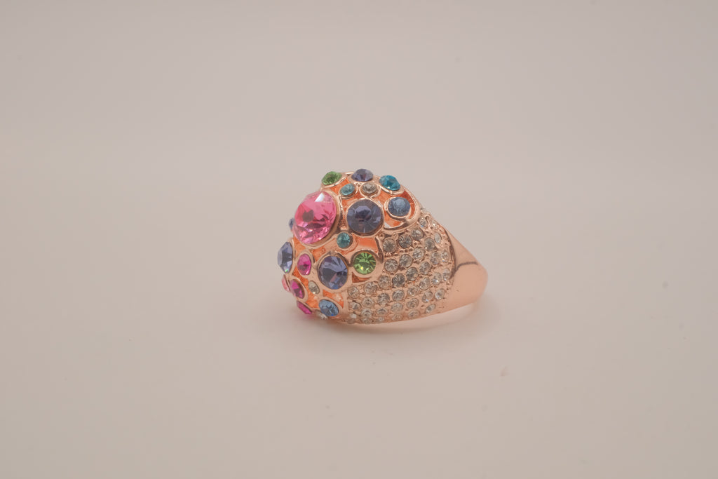 Rose Gold Multicolored Cluster Ring