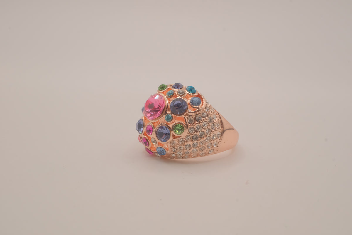 Rose Gold Multicolored Cluster Ring