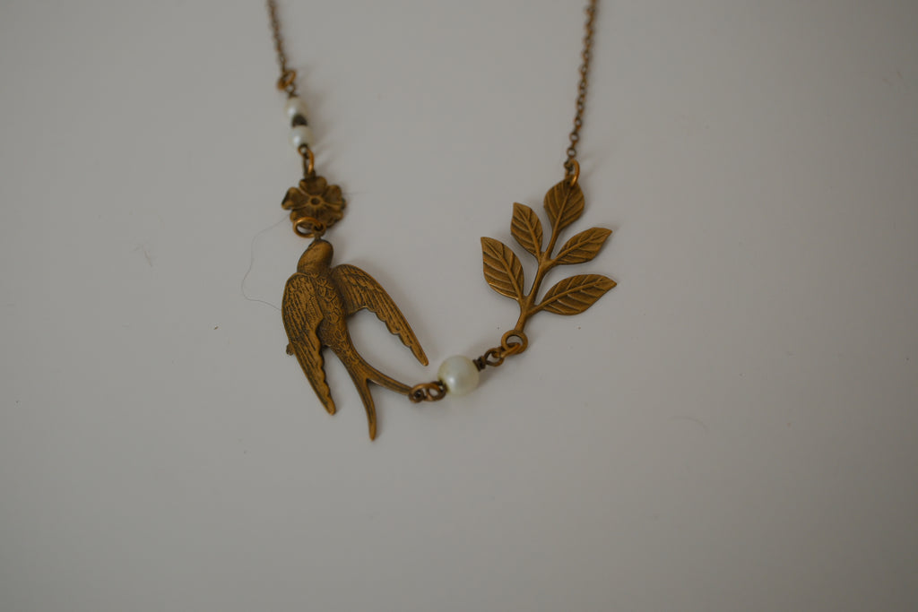 Vintage Asymmetrical brass necklace