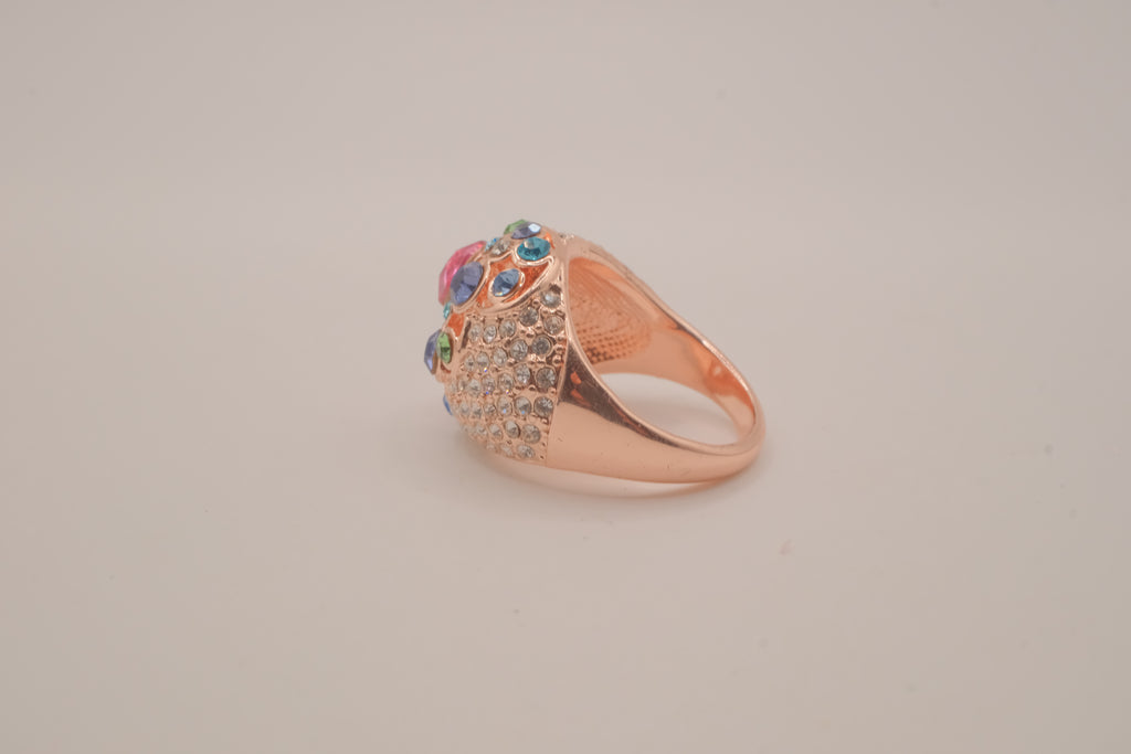 Rose Gold Multicolored Cluster Ring