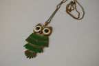 Vintage articulated Owl pendant necklace