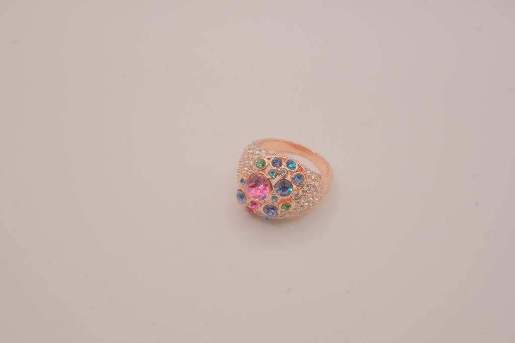 Rose Gold Multicolored Cluster Ring