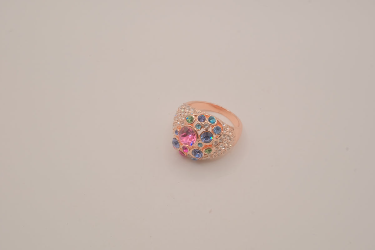 Rose Gold Multicolored Cluster Ring
