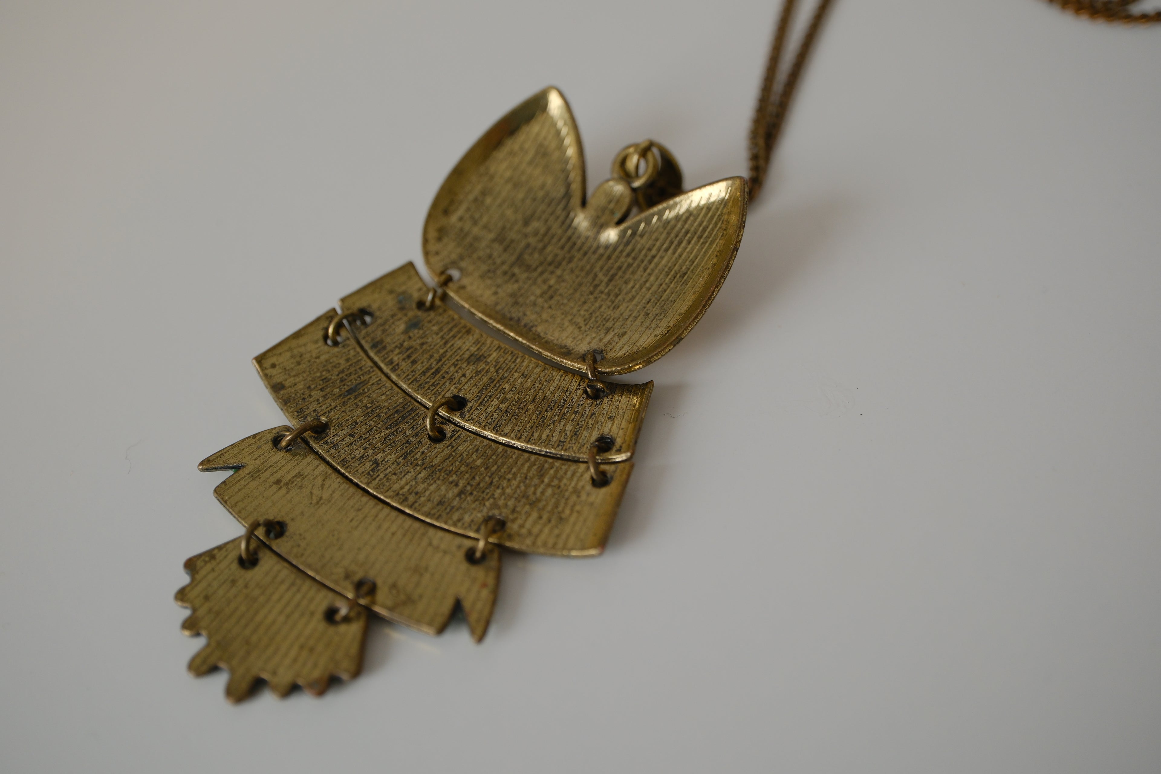 Vintage articulated Owl pendant necklace