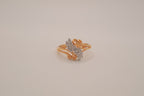 Gold tone rhinestones cluster openwork ring