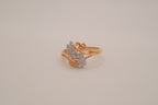 Gold tone rhinestones cluster openwork ring