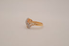 Gold tone rhinestones cluster openwork ring