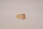 Gold tone rhinestones cluster openwork ring