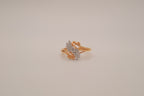 Gold tone rhinestones cluster openwork ring