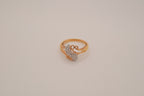 Gold tone rhinestones cluster openwork ring