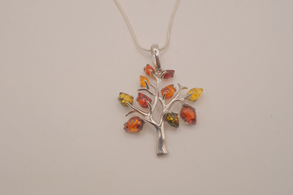 Sterling silver Baltic Amber Tree of Life pendant