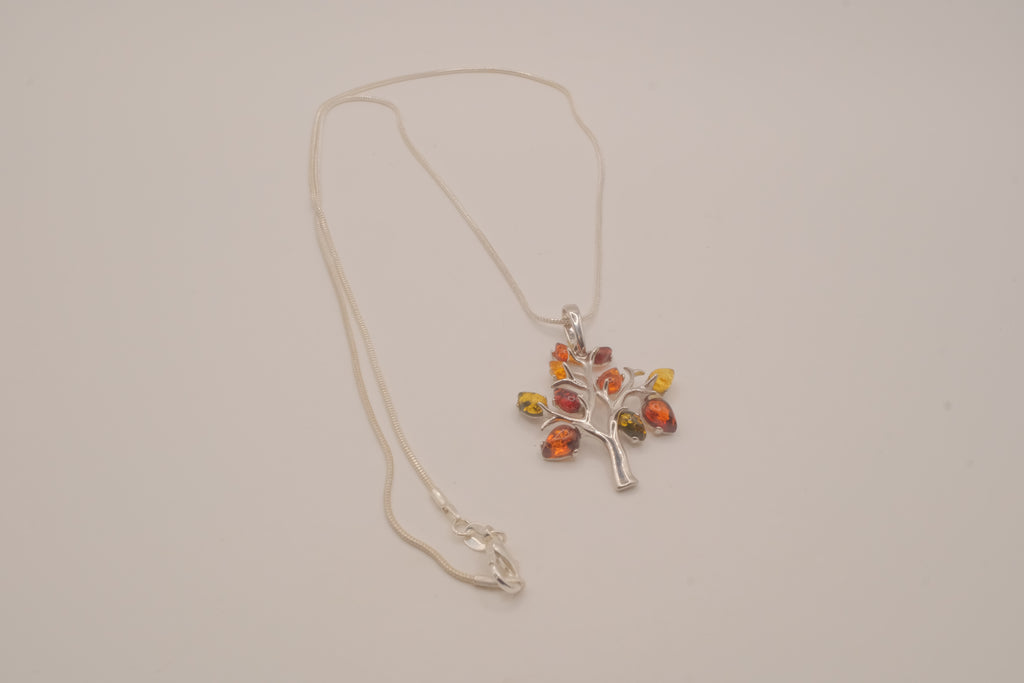 Sterling silver Baltic Amber Tree of Life pendant