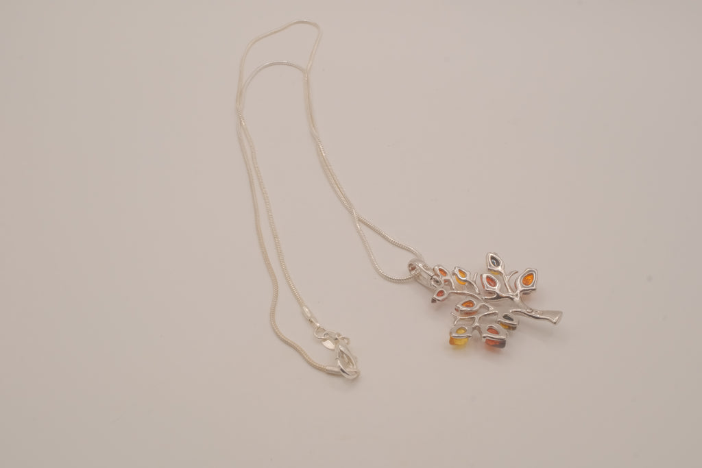 Sterling silver Baltic Amber Tree of Life pendant