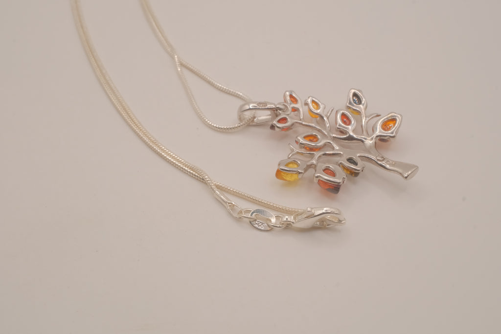Sterling silver Baltic Amber Tree of Life pendant