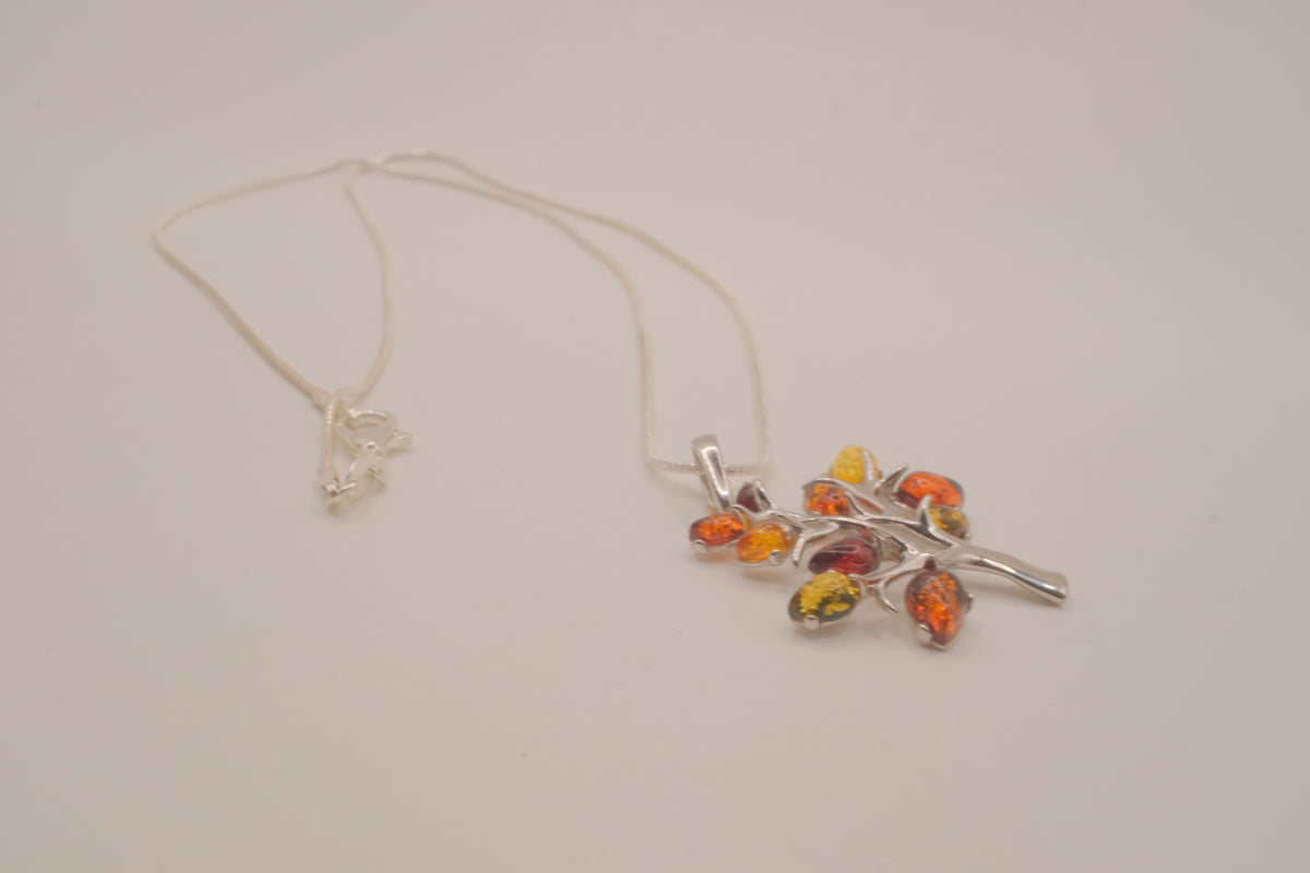 Sterling silver Baltic Amber Tree of Life pendant