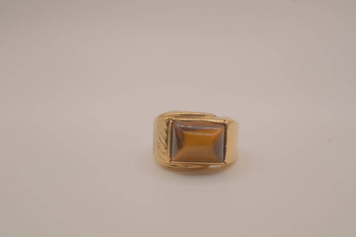 Vintage 18K Tiger's eye Signet ring