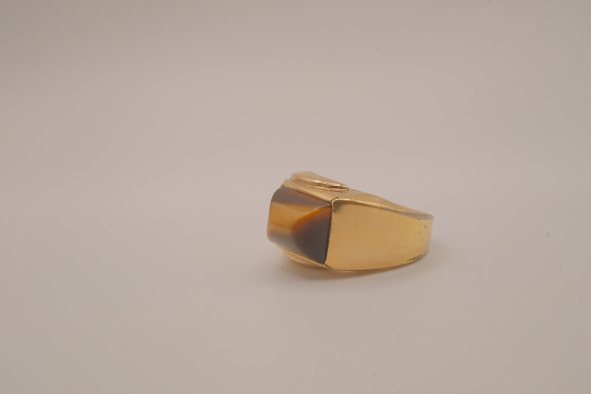 Vintage 18K Tiger's eye Signet ring