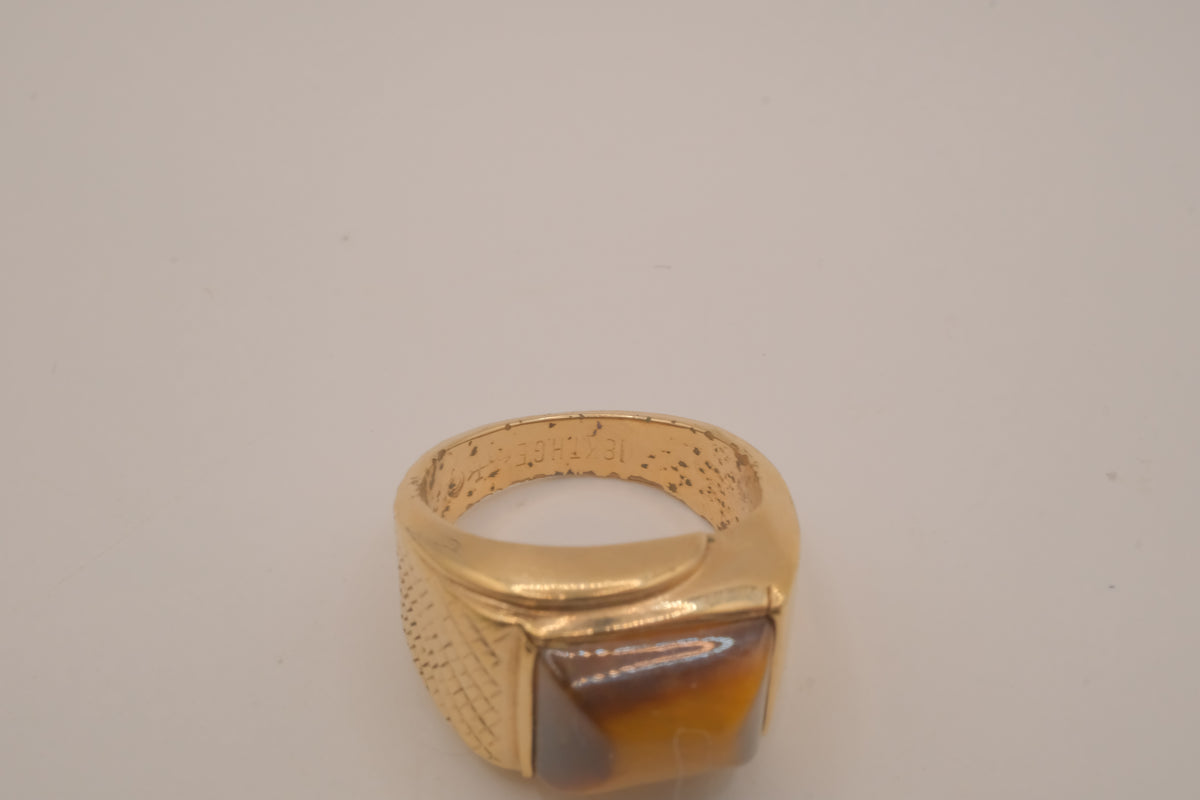 Vintage 18K Tiger's eye Signet ring