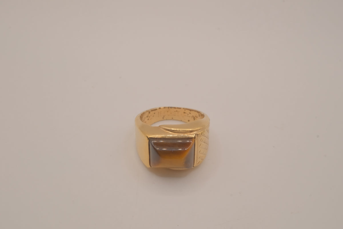 Vintage 18K Tiger's eye Signet ring
