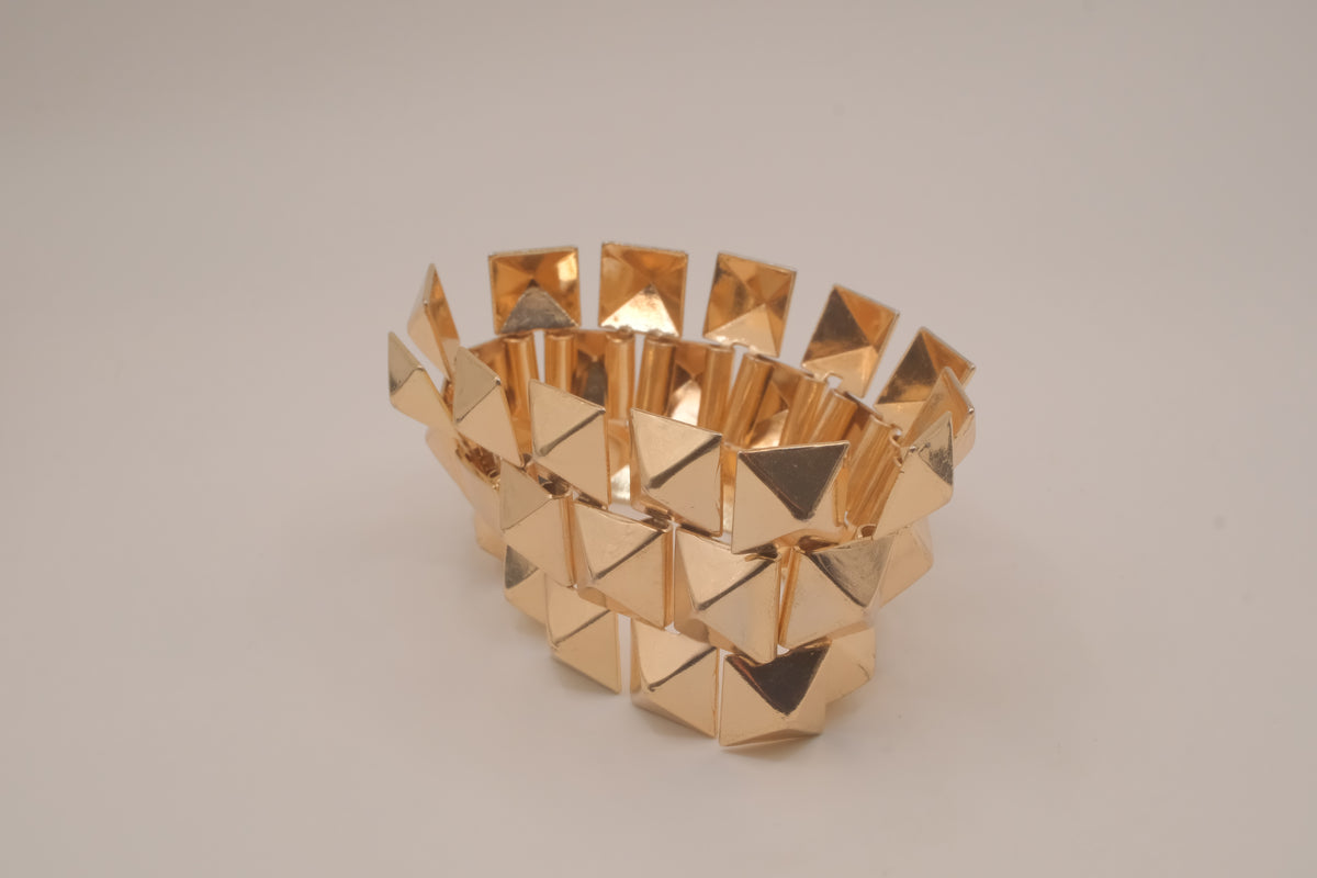 Pyramid stud link statement bracelet
