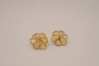 Yellow crystal flower stud earring
