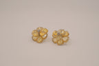 Yellow crystal flower stud earring