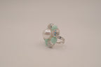 Vintage Mint green floral cocktail ring
