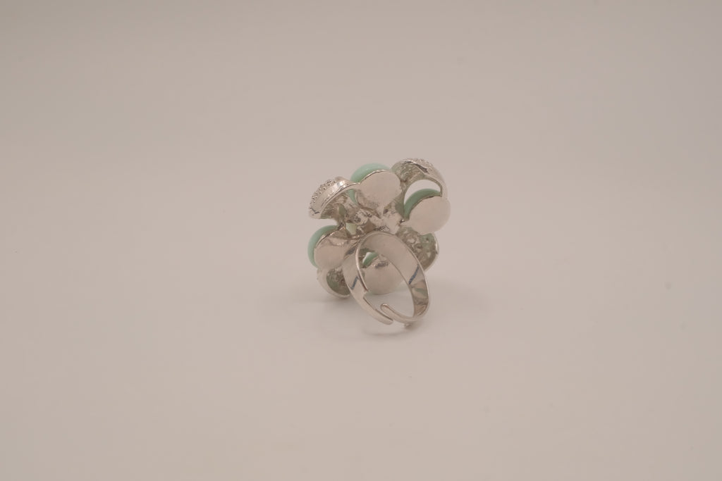 Vintage Mint green floral cocktail ring