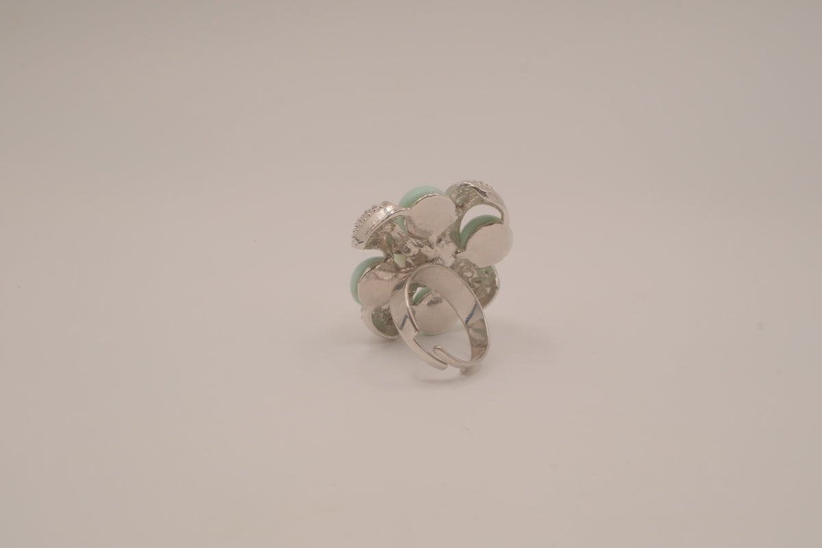 Vintage Mint green floral cocktail ring