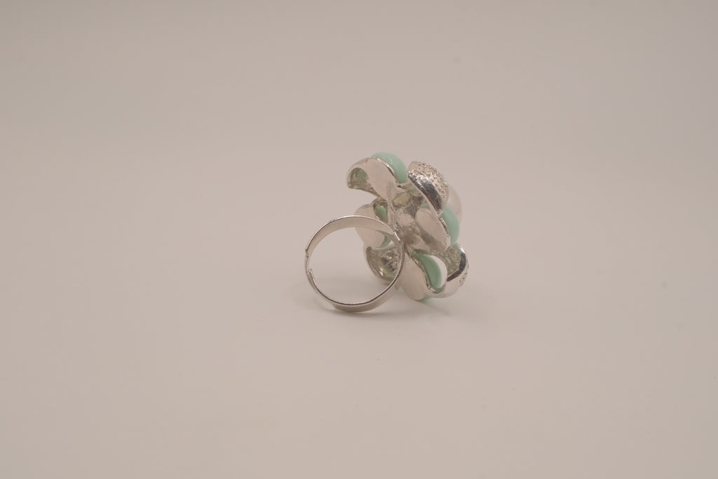 Vintage Mint green floral cocktail ring
