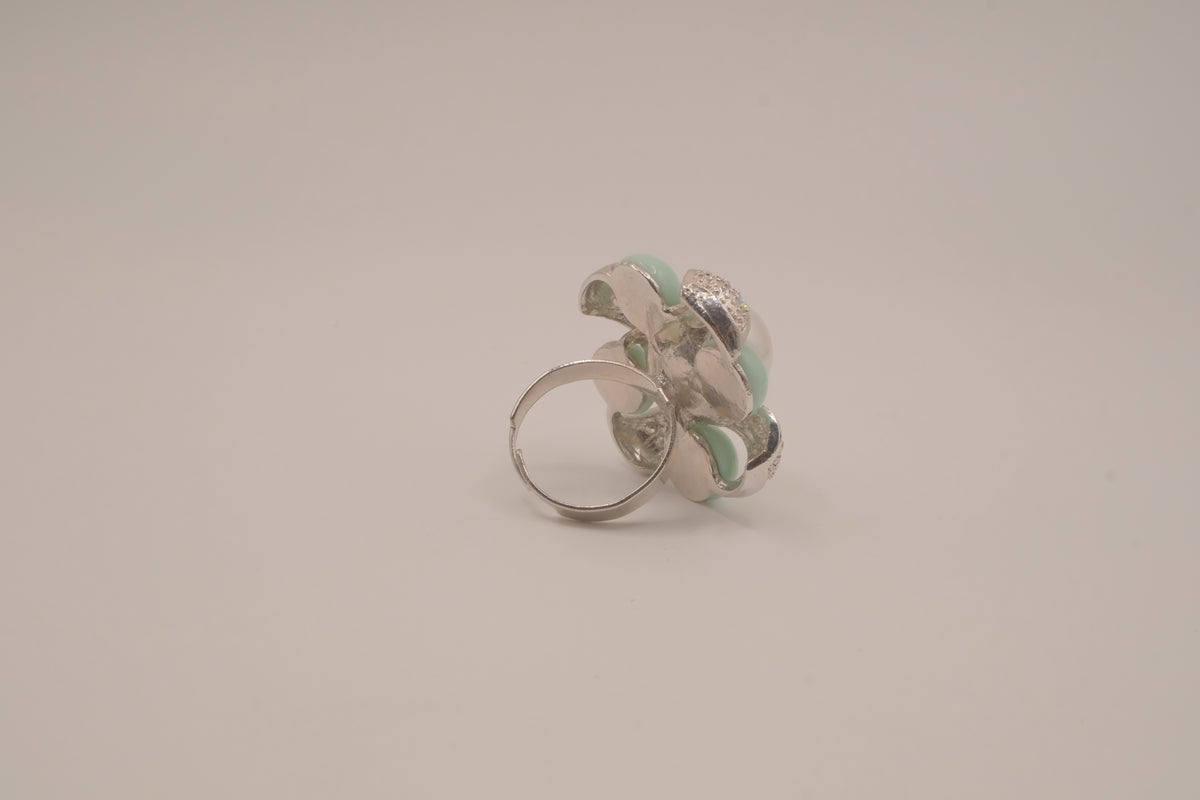 Vintage Mint green floral cocktail ring