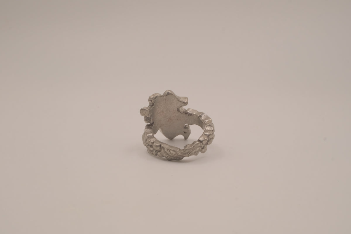 Vintage sculpted pewter angel ring