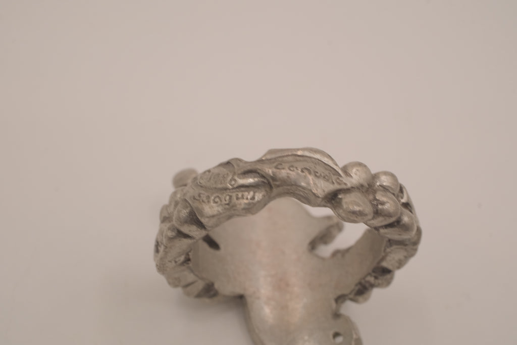 Vintage sculpted pewter angel ring