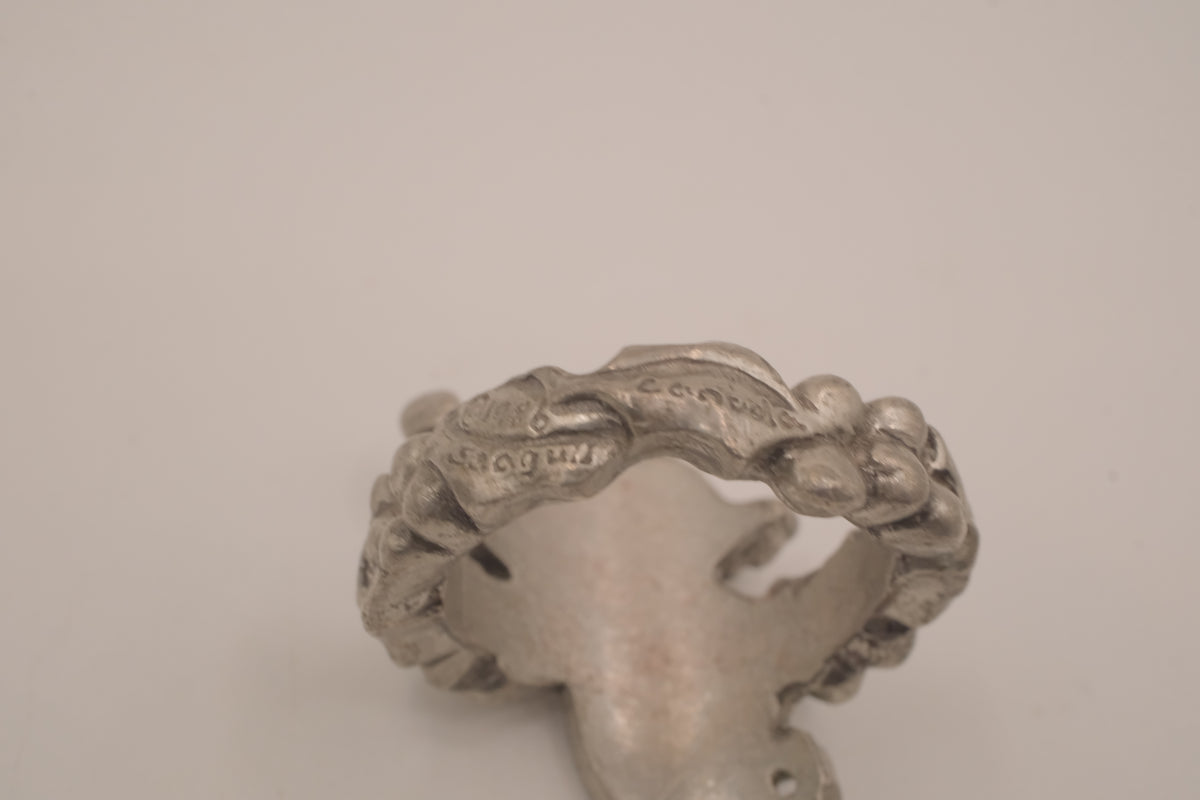 Vintage sculpted pewter angel ring