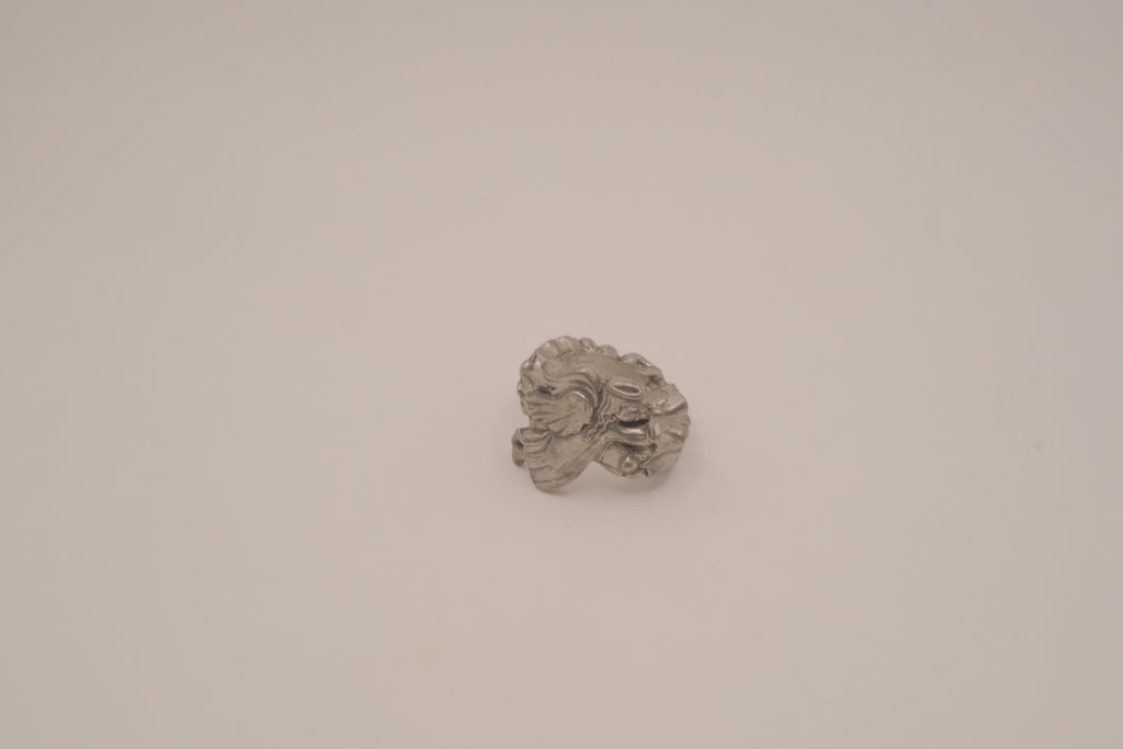 Vintage sculpted pewter angel ring