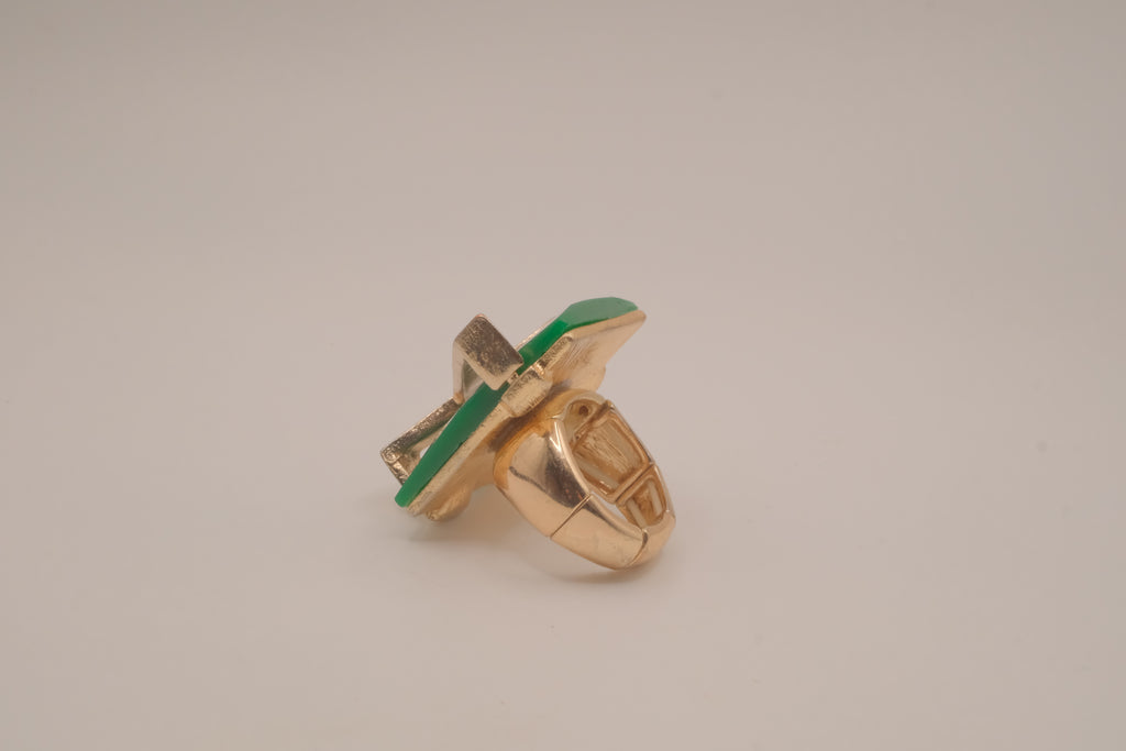 Vintage Green stone statement stretch ring