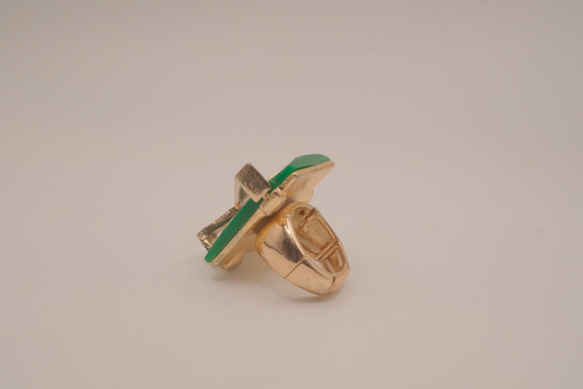 Vintage Green stone statement stretch ring