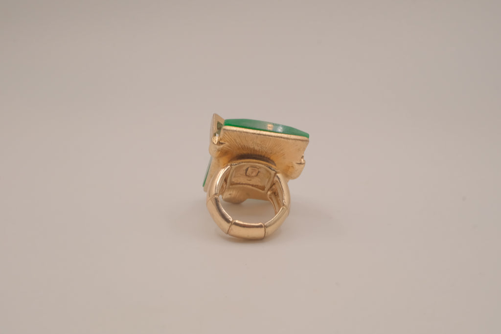 Vintage Green stone statement stretch ring