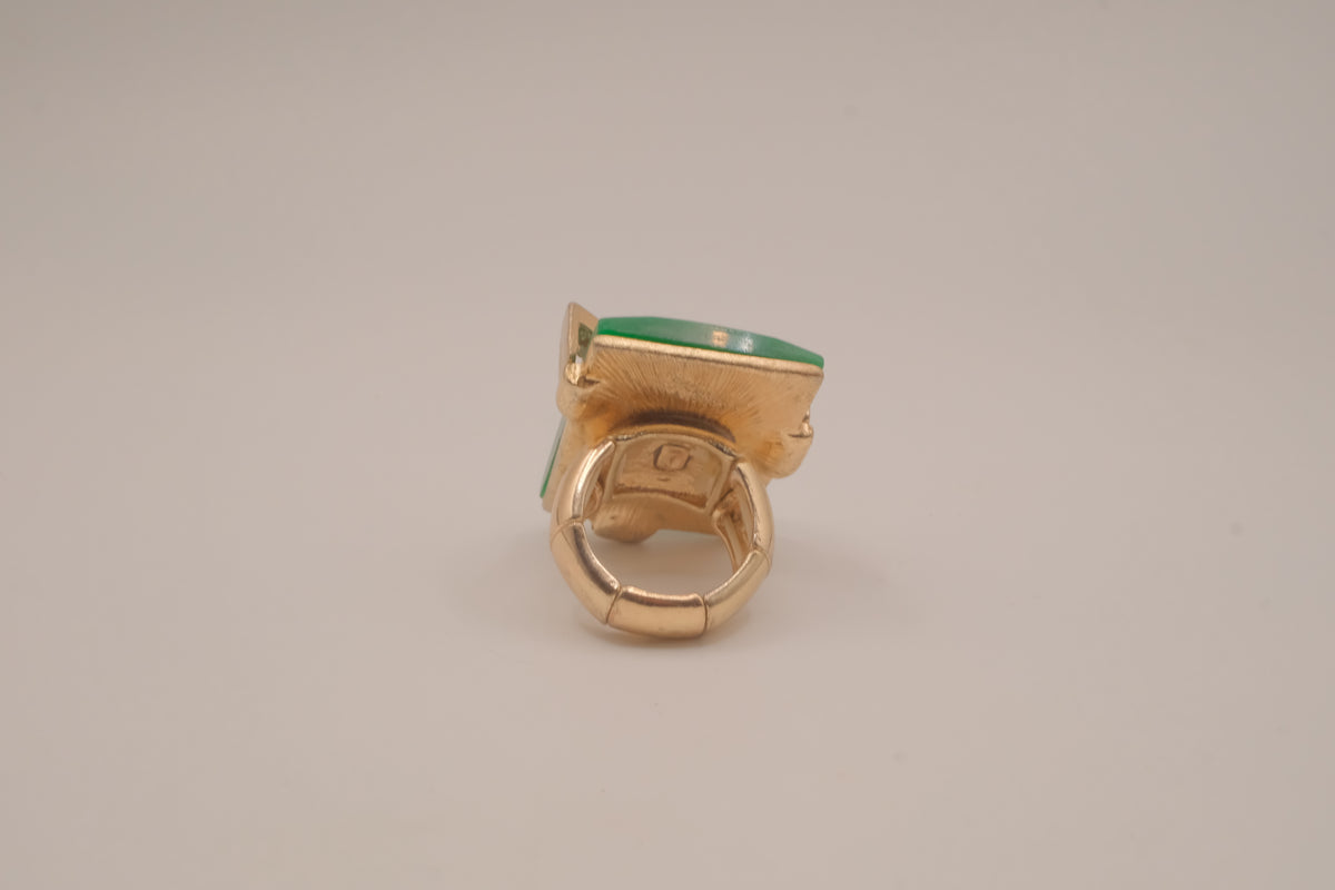 Vintage Green stone statement stretch ring