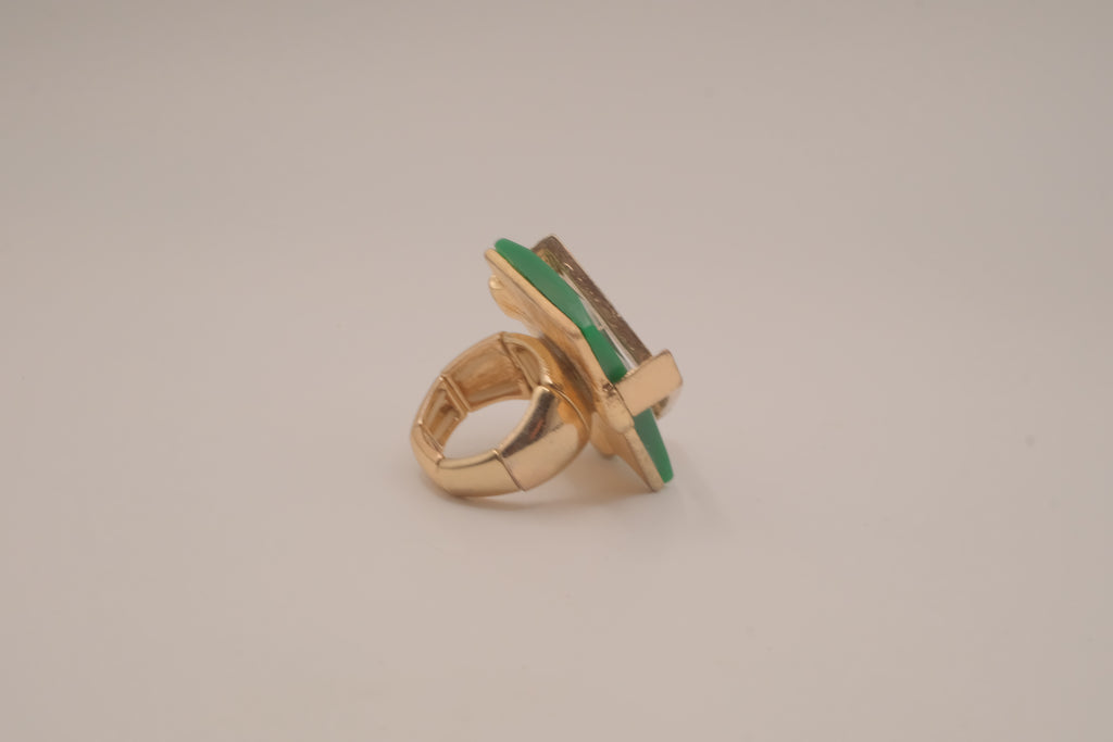 Vintage Green stone statement stretch ring