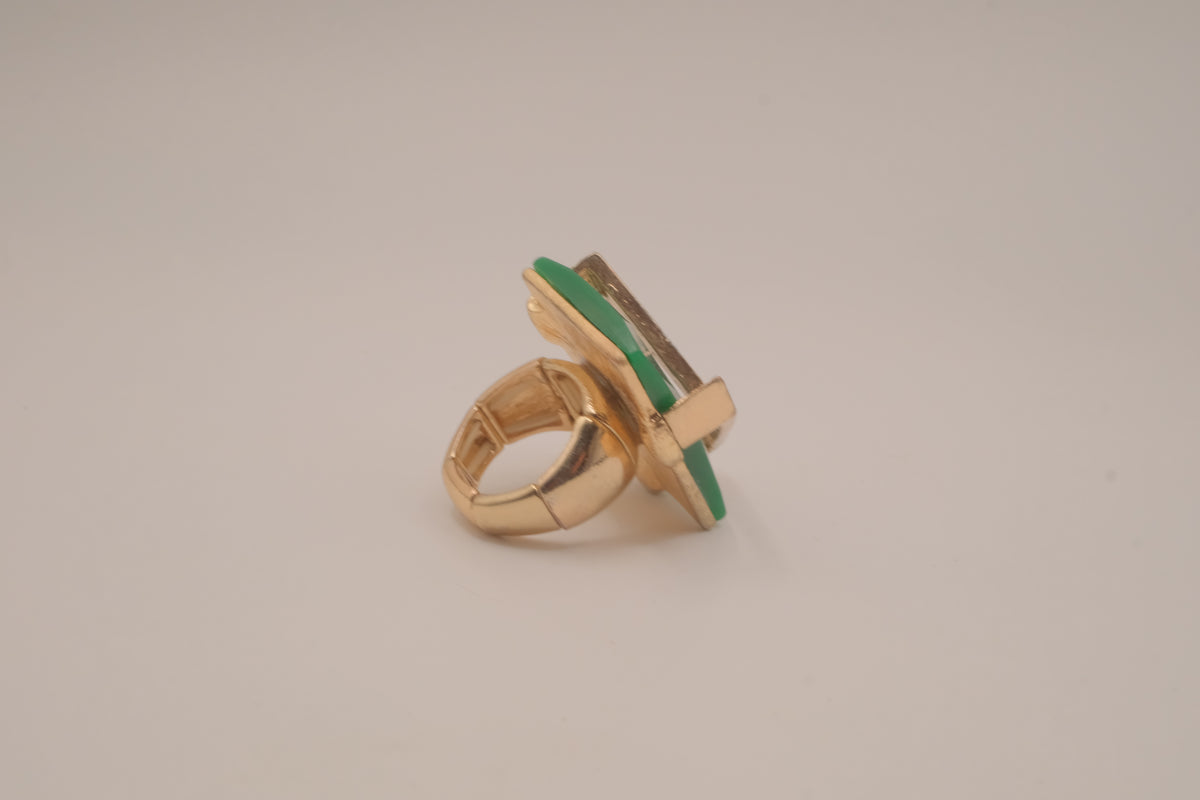 Vintage Green stone statement stretch ring