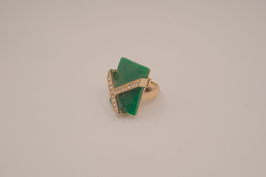 Vintage Green stone statement stretch ring