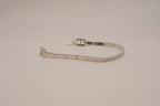 Silver-tone semi-eternity hinged bangle bracelet