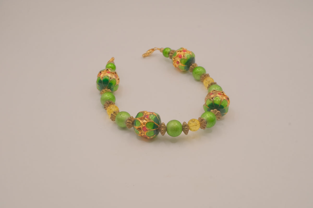 Vintage cloisonné enamel beaded bracelet