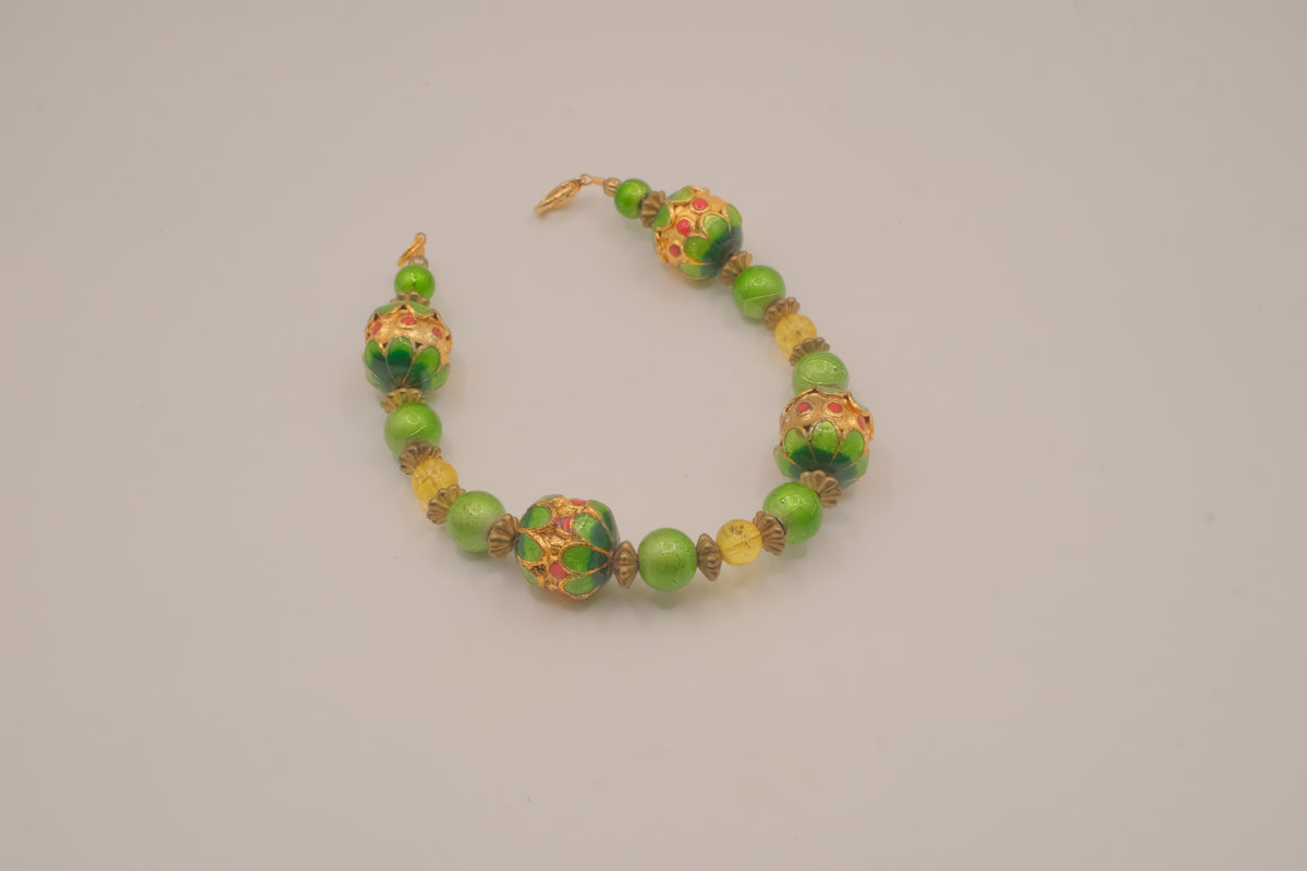 Vintage cloisonné enamel beaded bracelet
