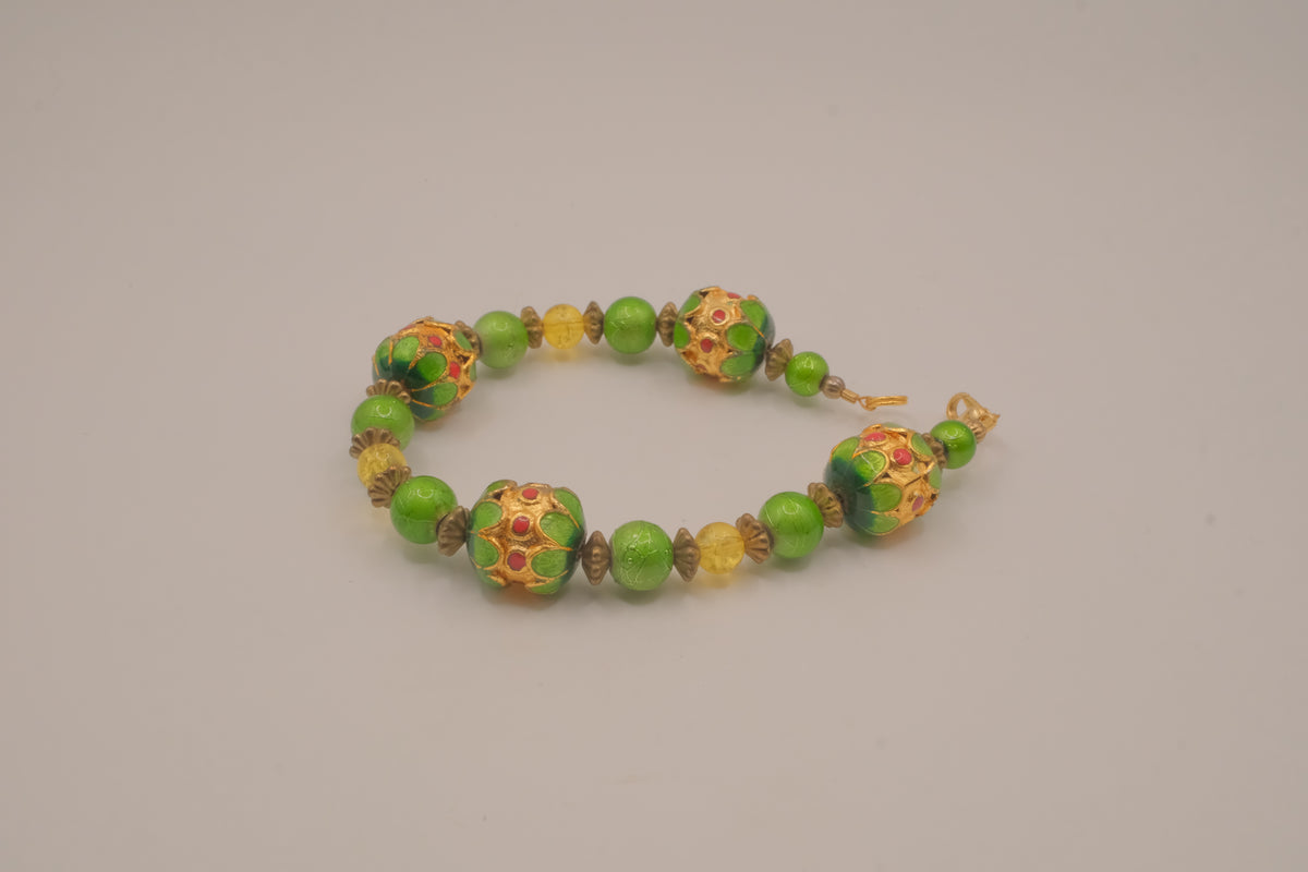 Vintage cloisonné enamel beaded bracelet